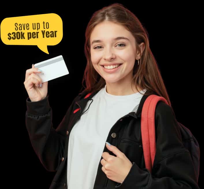Student with card