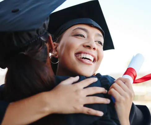 Graduate student celebrating