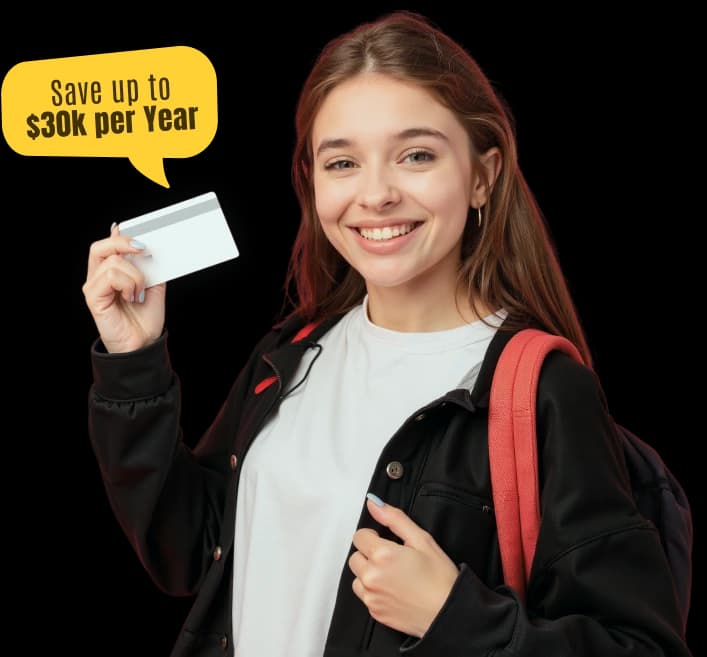 Student with card